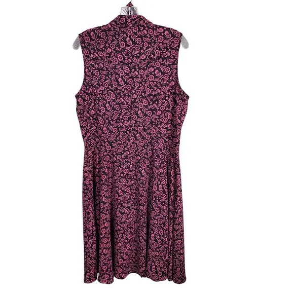 Nanette Lepore 12 Dress Floral Cottage Prairie Fit Flare Button Front Navy Pink - Picture 3 of 12